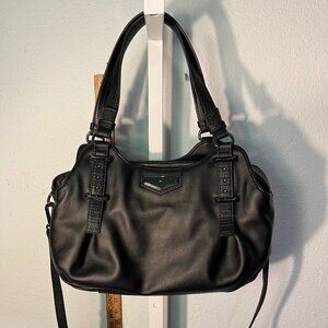 Simply Vera Black Soft PU Leather Divided Multi-Strap Hand Bag Purse